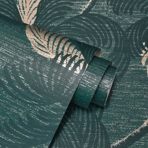Palm Print Wallpaper - Emerald Green