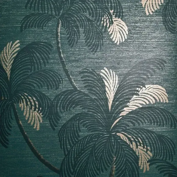 Palm Print Wallpaper - Emerald Green