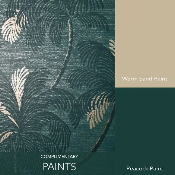 Palm Print Wallpaper - Emerald Green
