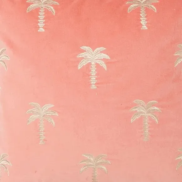 Palm Tree Cushion with Tassels - Black, Velvet