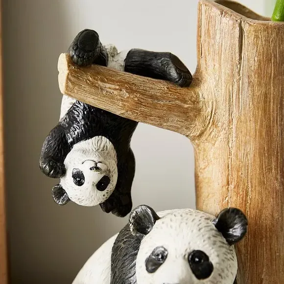 Panda Book End Vase - Black/White, Resin