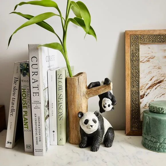 Panda Book End Vase - Black/White, Resin