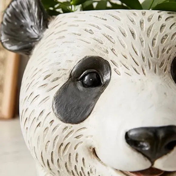 Panda Plant Pot Indoor Outdoor - Black, Resin