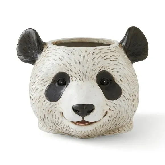 Panda Plant Pot Indoor Outdoor - Black, Resin