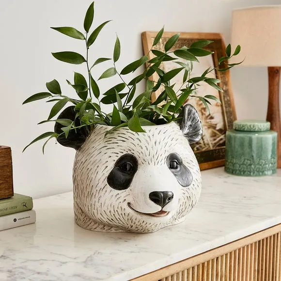 Panda Plant Pot Indoor Outdoor - Black, Resin image