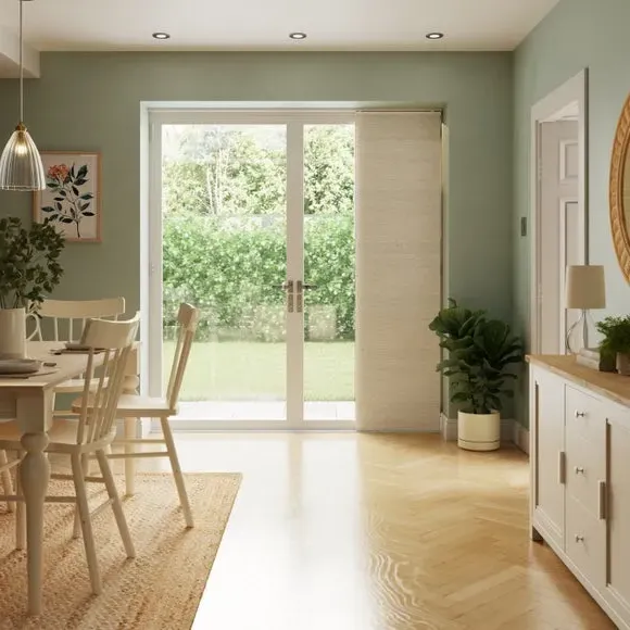 Panel Blind with Fittings - Ivory, Linen Look