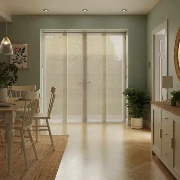 Panel Blind with Fittings - Ivory, Linen Look image