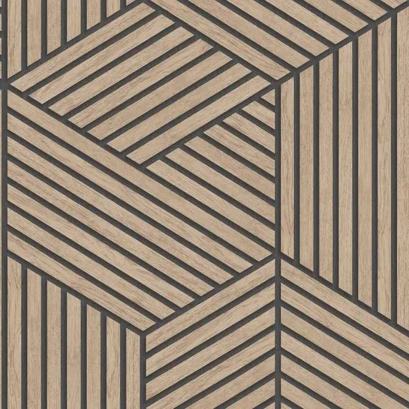 Panel Geo Wallpaper - Natural, Wood Effect