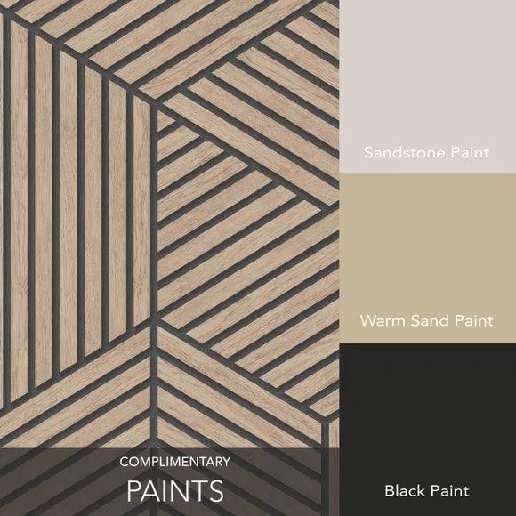 Panel Geo Wallpaper - Natural, Wood Effect