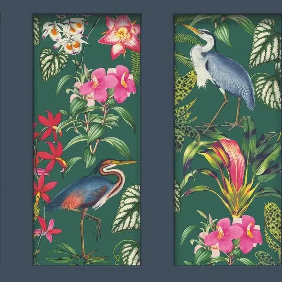 Panel Wallpaper with Animal Design - Blue