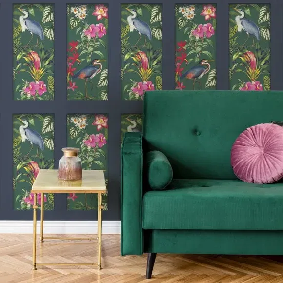 Panel Wallpaper with Animal Design - Blue