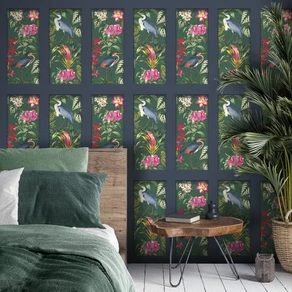 Panel Wallpaper with Animal Design - Blue image
