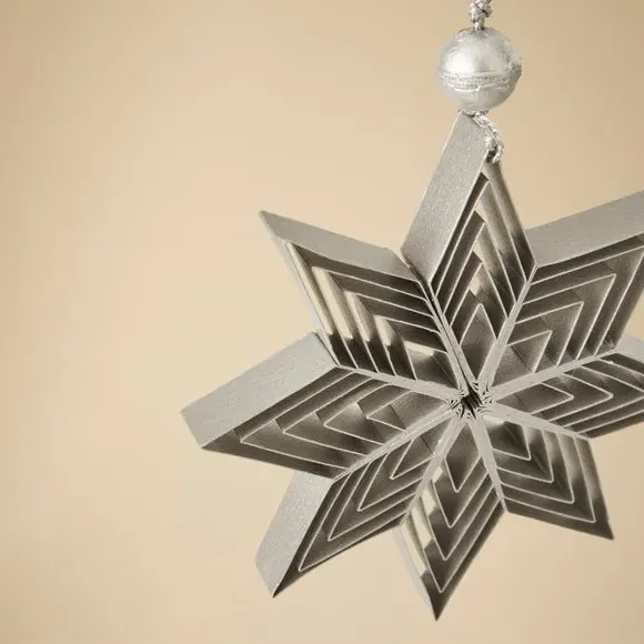 Paper Star Hanging Decoration - Silver
