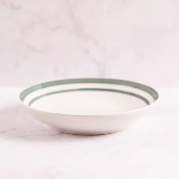 Pasta Bowl Hand-Painted Design - Green, Porcelain image