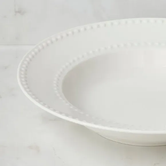 Pasta Bowl with Dot Design - White, Ceramic