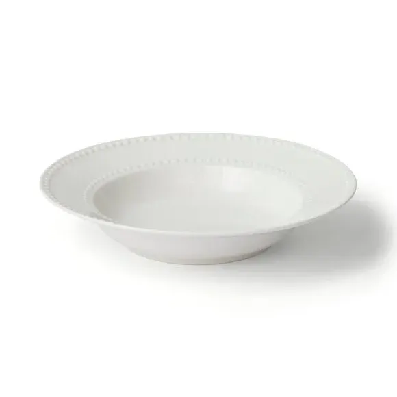 Pasta Bowl with Dot Design - White, Ceramic