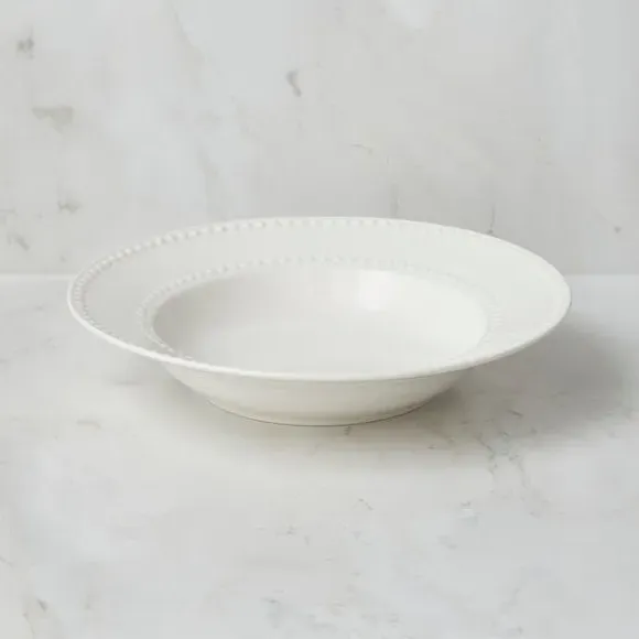 Pasta Bowl with Dot Design - White, Ceramic image