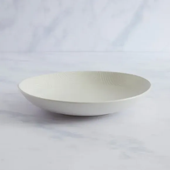 Pasta Bowl with Embossed Design - White, Stoneware image