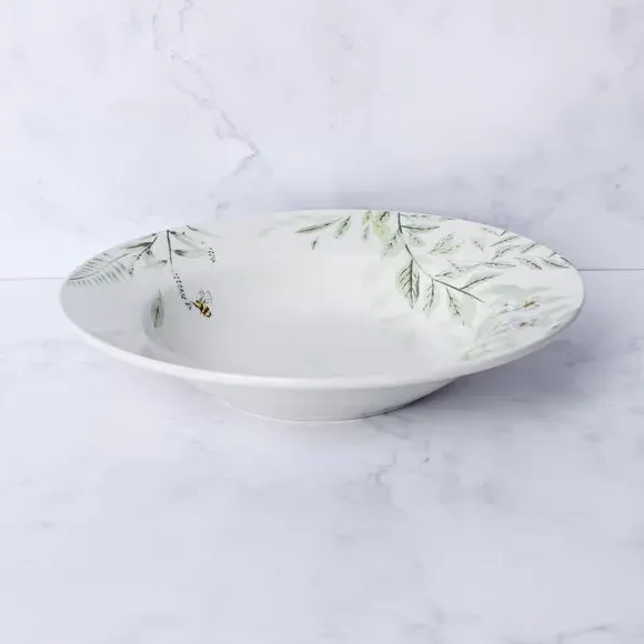 Pasta Bowl with Floral Design - Sage, Porcelain image