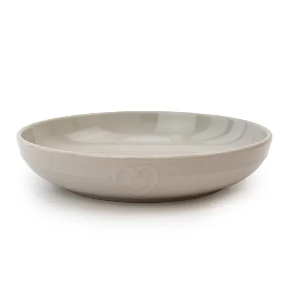 Pasta Bowl with Heart Design - Grey, Stoneware image