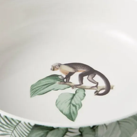 Pasta Bowl with Jungle Design - Green, Ceramic