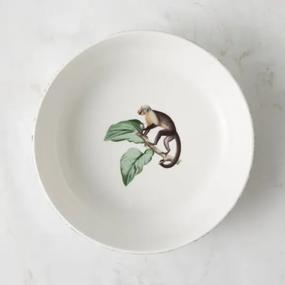 Pasta Bowl with Jungle Design - Green, Ceramic
