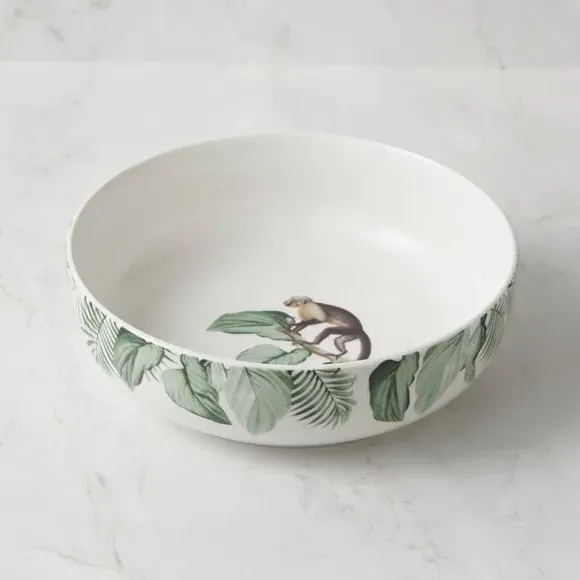 Pasta Bowl with Jungle Design - Green, Ceramic image