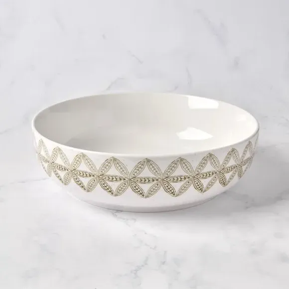 Pasta Bowl with Leaf Pattern - Sage, Porcelain image