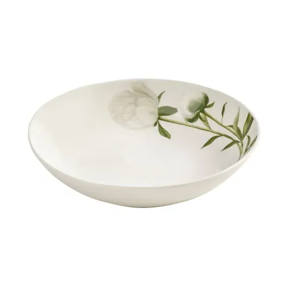 Pasta Bowl with Peony Motif - Cream, Porcelain