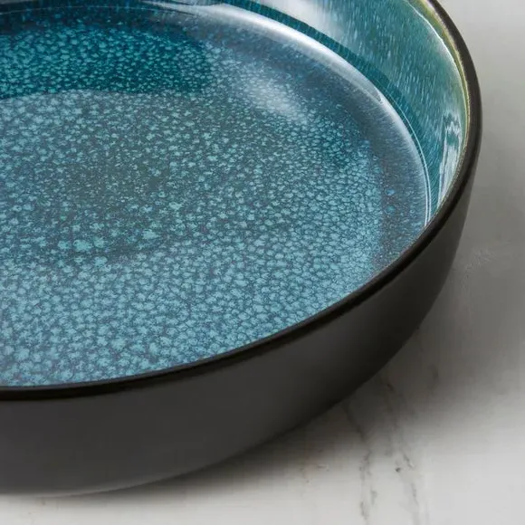 Pasta Bowl with Reactive Glaze - Green, Ceramic