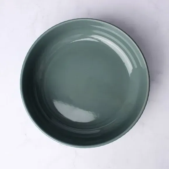 Pasta Bowl with Ribbed Edge - Forest, Stoneware