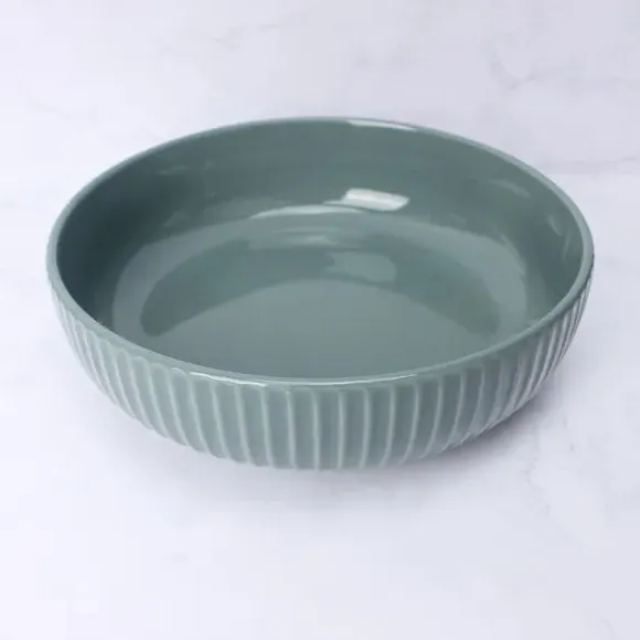 Pasta Bowl with Ribbed Edge - Forest, Stoneware
