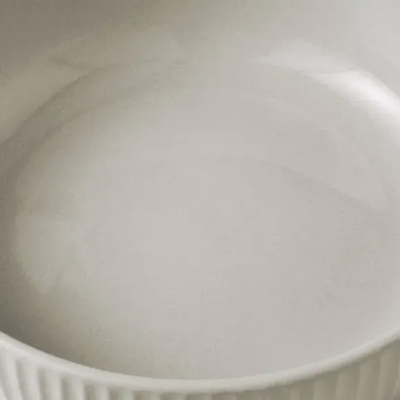 Pasta Bowl with Ribbed Edge - Grey, Stoneware