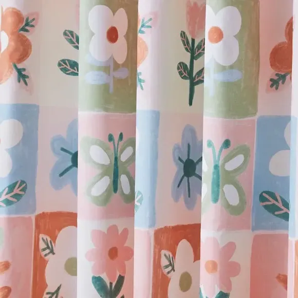 Patchwork Blackout Eyelet Curtains - Pink, Polycotton