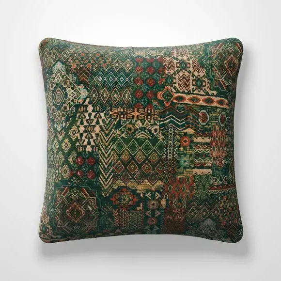 Patchwork Cushion Cover - Green, Polyester