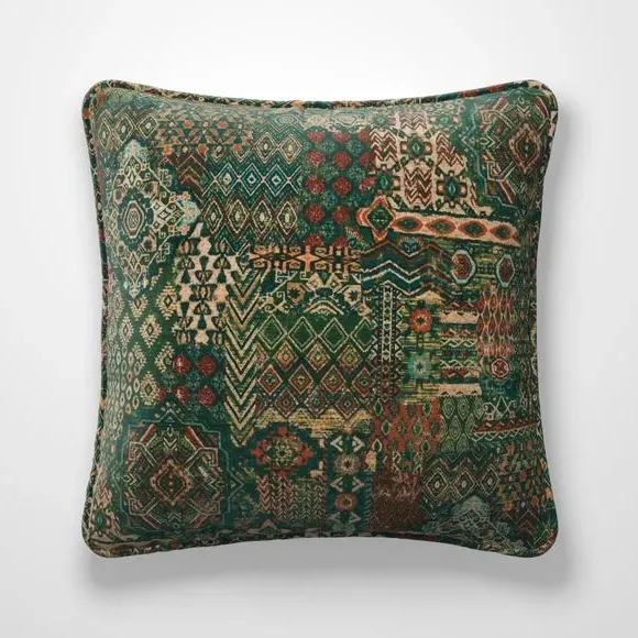 Patchwork Cushion Cover - Green, Polyester