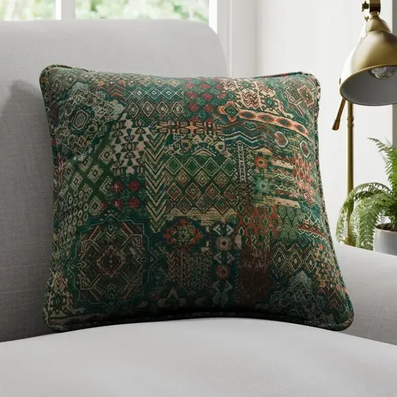 Patchwork Cushion Cover - Green, Polyester image