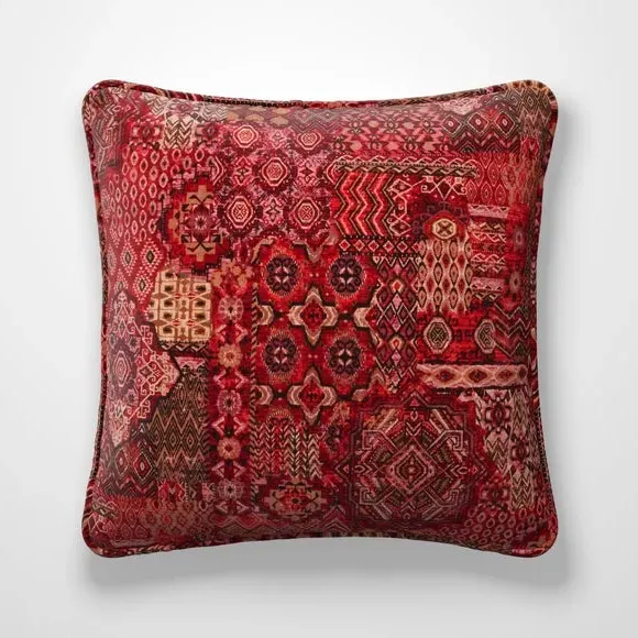 Patchwork Cushion Cover - Red, Polyester