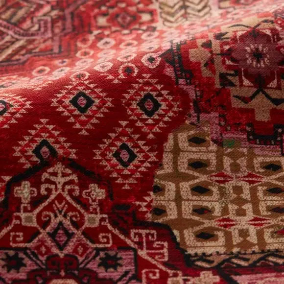 Patchwork Cushion Cover - Red, Polyester