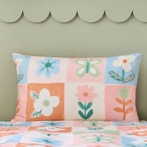 Patchwork Duvet Cover Set - Pink, Polycotton