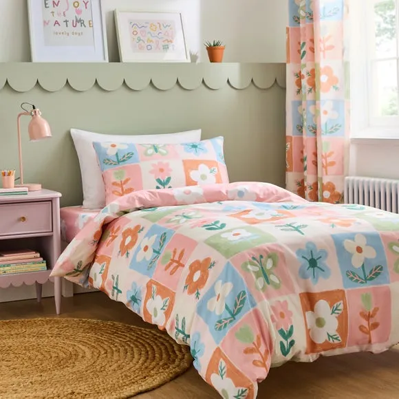 Patchwork Duvet Cover Set - Pink, Polycotton image