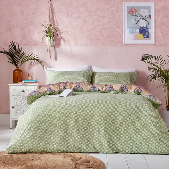 Patchwork Duvet Cover Set - Pink, Polycotton