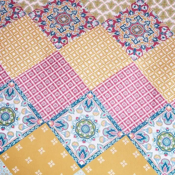 Patchwork Duvet Cover Set - Pink, Polycotton