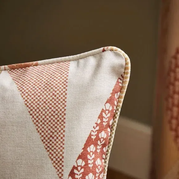 Patchwork Eyelet Curtains - Orange, Cotton