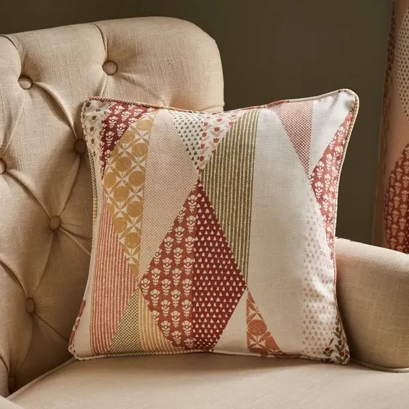 Patchwork Eyelet Curtains - Orange, Cotton