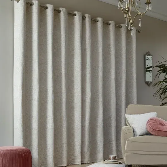 Patchwork Eyelet Curtains - Sandstone
