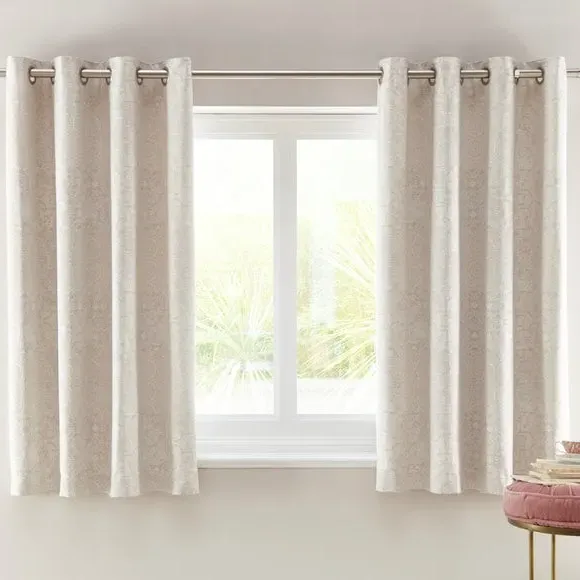 Patchwork Eyelet Curtains - Sandstone