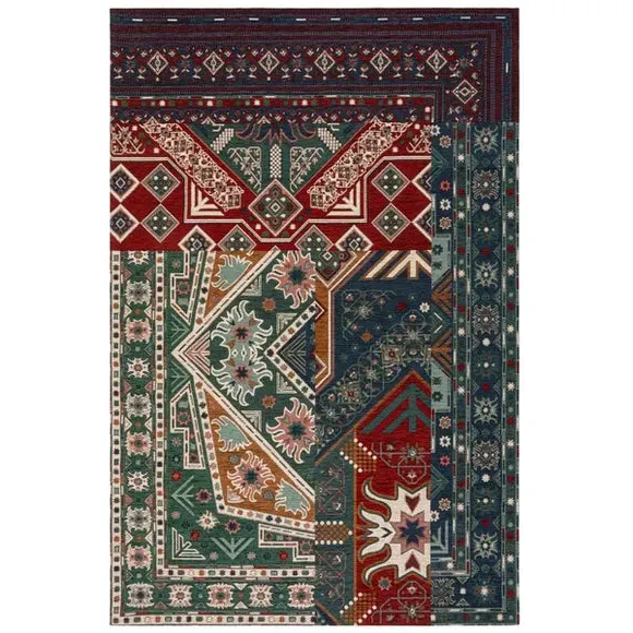 Patchwork Rug Flatweave - Multicoloured, Chenille