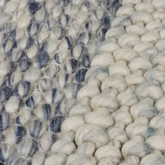 Patchwork Rug Hand Crafted - Blue, Wool Blend