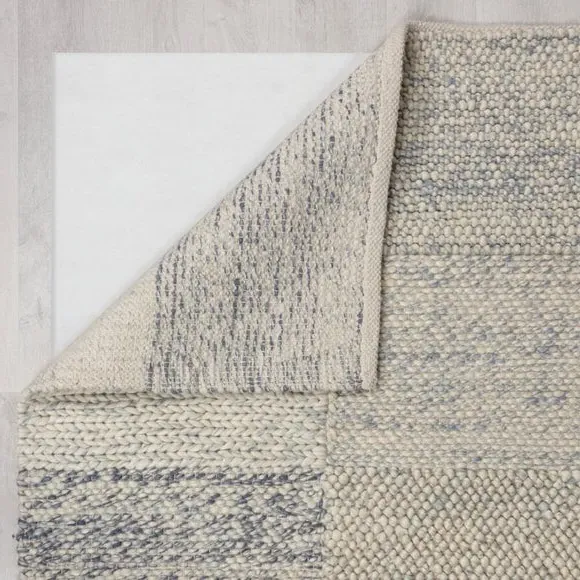 Patchwork Rug Hand Crafted - Blue, Wool Blend